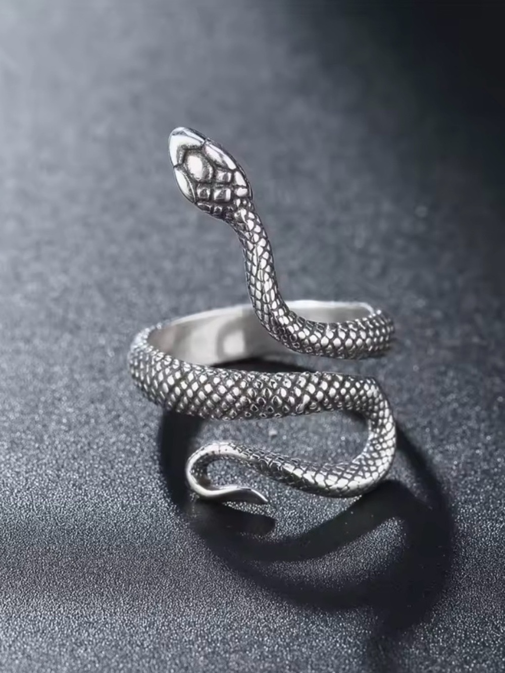 Maria Snake Ring- Antique Silver Adjustable Snake Wrap Ring
